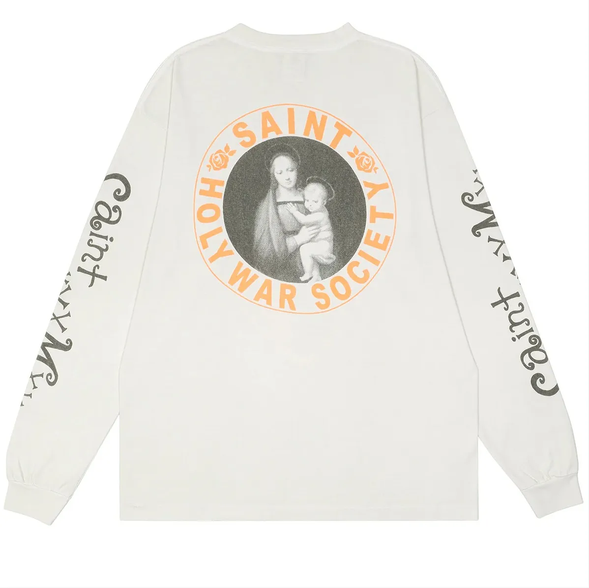 #SA68 SAINT pure cotton long-sleeved T P156 Color: White Size: S-XL
